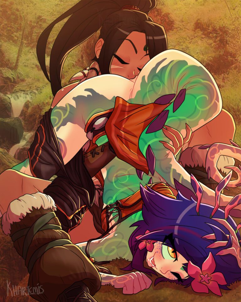 League Of Legends Game Hentai Muscular Nidalee Long Hair Yuri