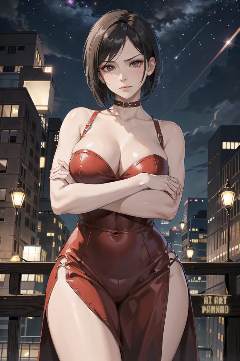 Resident Evil Sex Art Black Hair Red Dress Asian Ada Wong Ai