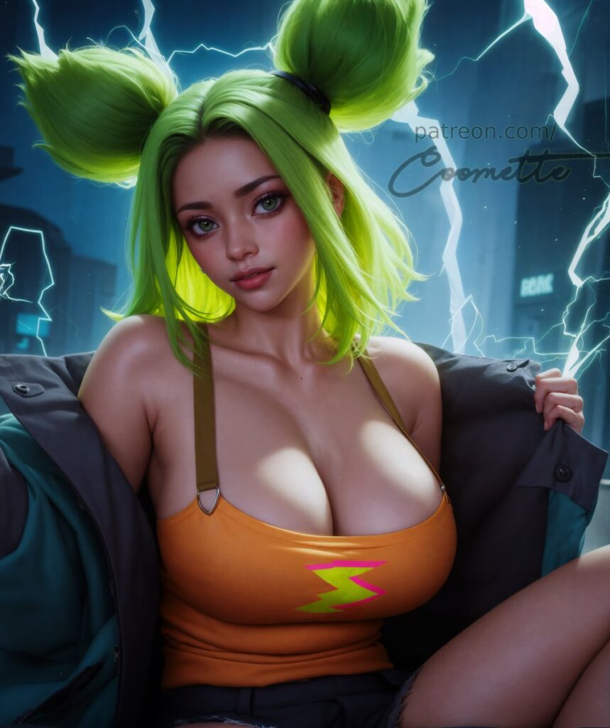 Zeri Free Sex Art Ls Green Eyes Coomette Riot Games Green Hair