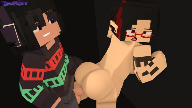 Minecraft Hentai Art Looking At Partner From Behind Black Hair Big