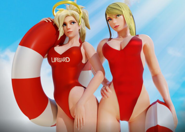 Overwatch Free Sex Art One Piece Swimsuit Beach Blonde Hair