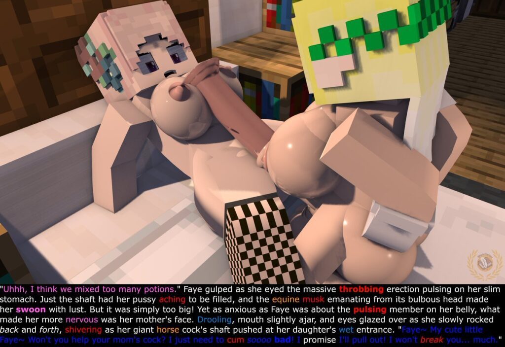 Minecraft Rule On Bed Horny Female Multicolored Hair Purple Eyes