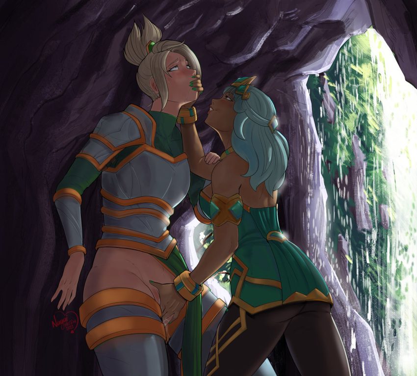 league-of-legends-hentai-porn-–-dark-skinned-female,-nagainosfw,-ls,-white-hair,-dark-skin,-riven,-qiyana