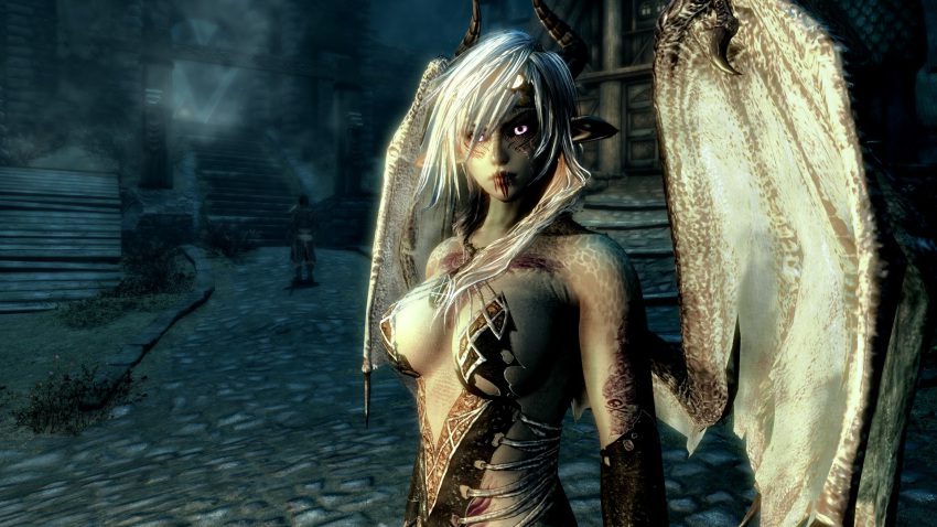 skyrim-xxx-art-–-dovahmer,-revealing-armor,-skyrim-modded,-half-dragon