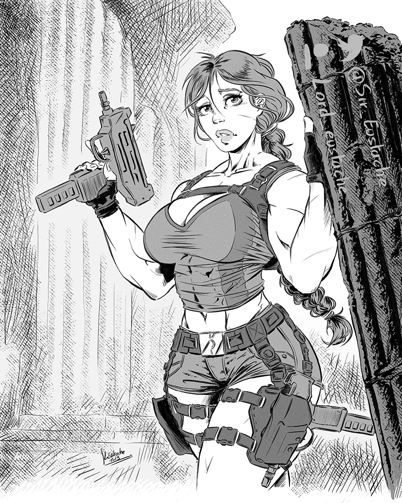 tomb-raider-hentai-xxx-–-pinup-pose,-monochrome