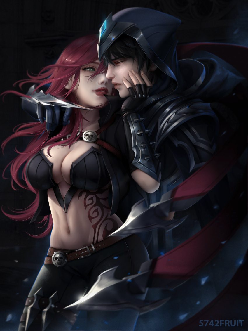 League Of Legends Porn - Katarina, Navel, Tattoo, Talon Du Couteau,  Breasts, Lips, Hand On Head - Valorant Porn Gallery