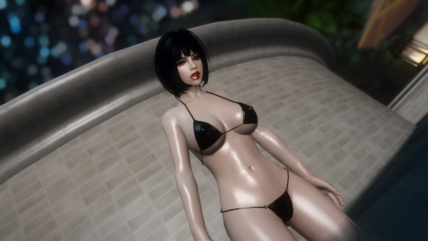 Black Hair At Pool - Skyrim Game Hentai - Solo Female, Swimming Pool, Bob Cut, Ls, Black Hair,  Large Breasts. - Valorant Porn Gallery