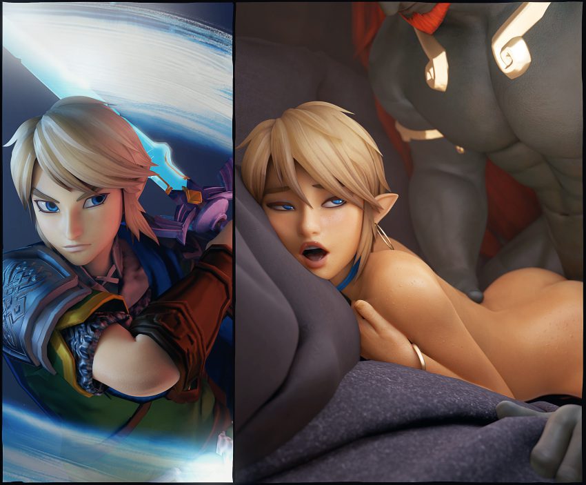 the-legend-of-zelda-porn-hentai-–-yaoi,-earrings,-bed,-collar,-femboy