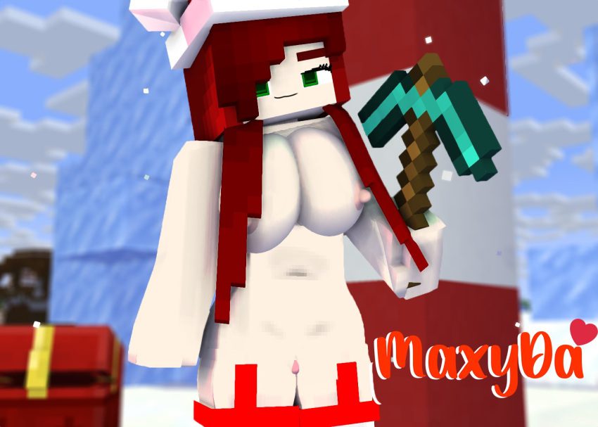 minecraft-hentai-art-–-christmas,-looking-at-viewer,-human,-breasts,-horny,-green-eyes,-santa-hat