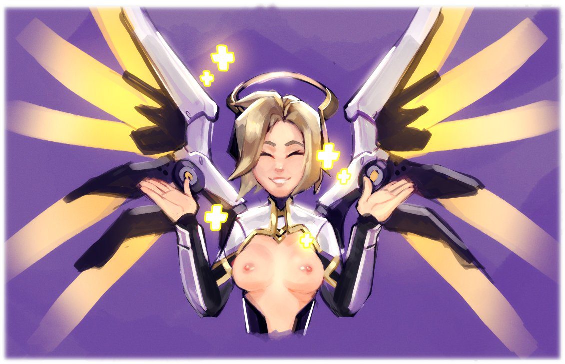 overwatch-rule-–-wings,-closed-eyes,-blonde-hair,-nipples,-smile,-open-shirt