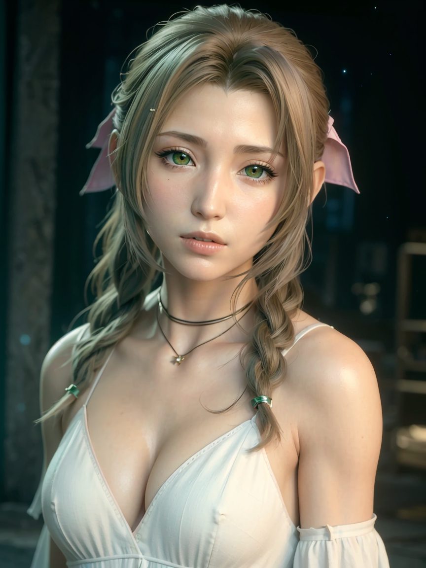 final-fantasy-xxx-art-–-final-fantasy-vii,-aerith-gainsborough,-cleavage,-green-eyes