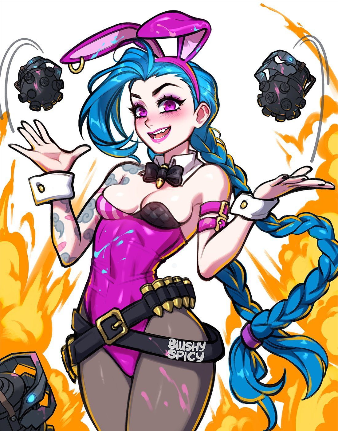 1100px x 1403px - Jinx Game Porn - Blue Hair, Small Breasts, Pink Eyes, Fire - Valorant Porn  Gallery