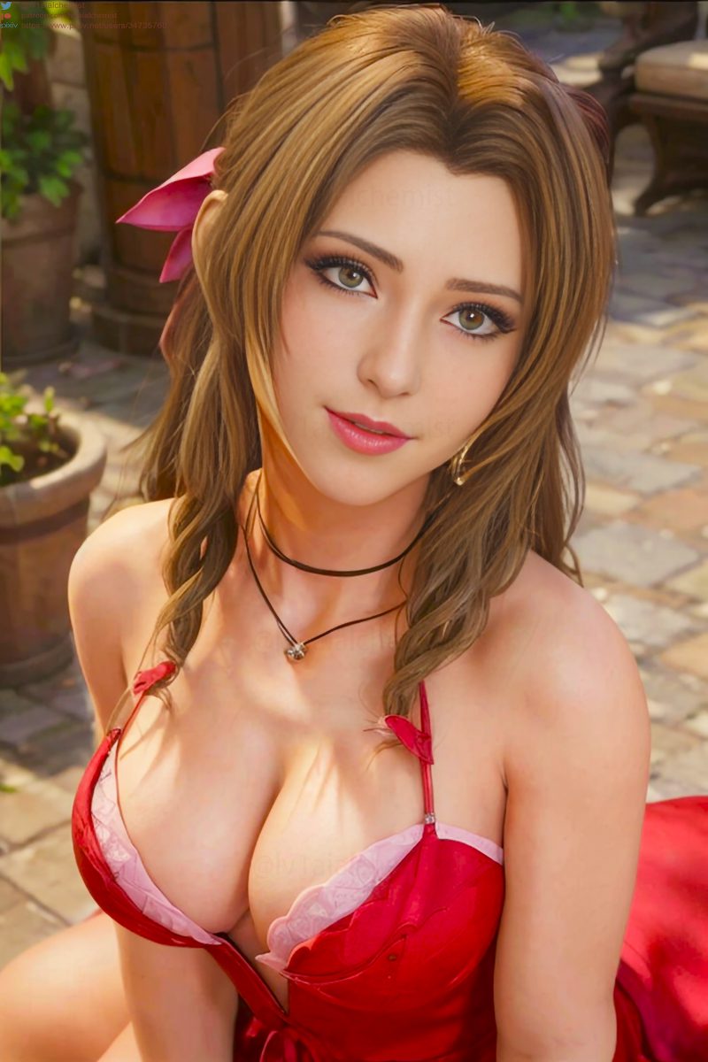 final-fantasy-hot-hentai-–-green-eyes,-brown-hair,-cleavage,-ai-generated,-red-dress