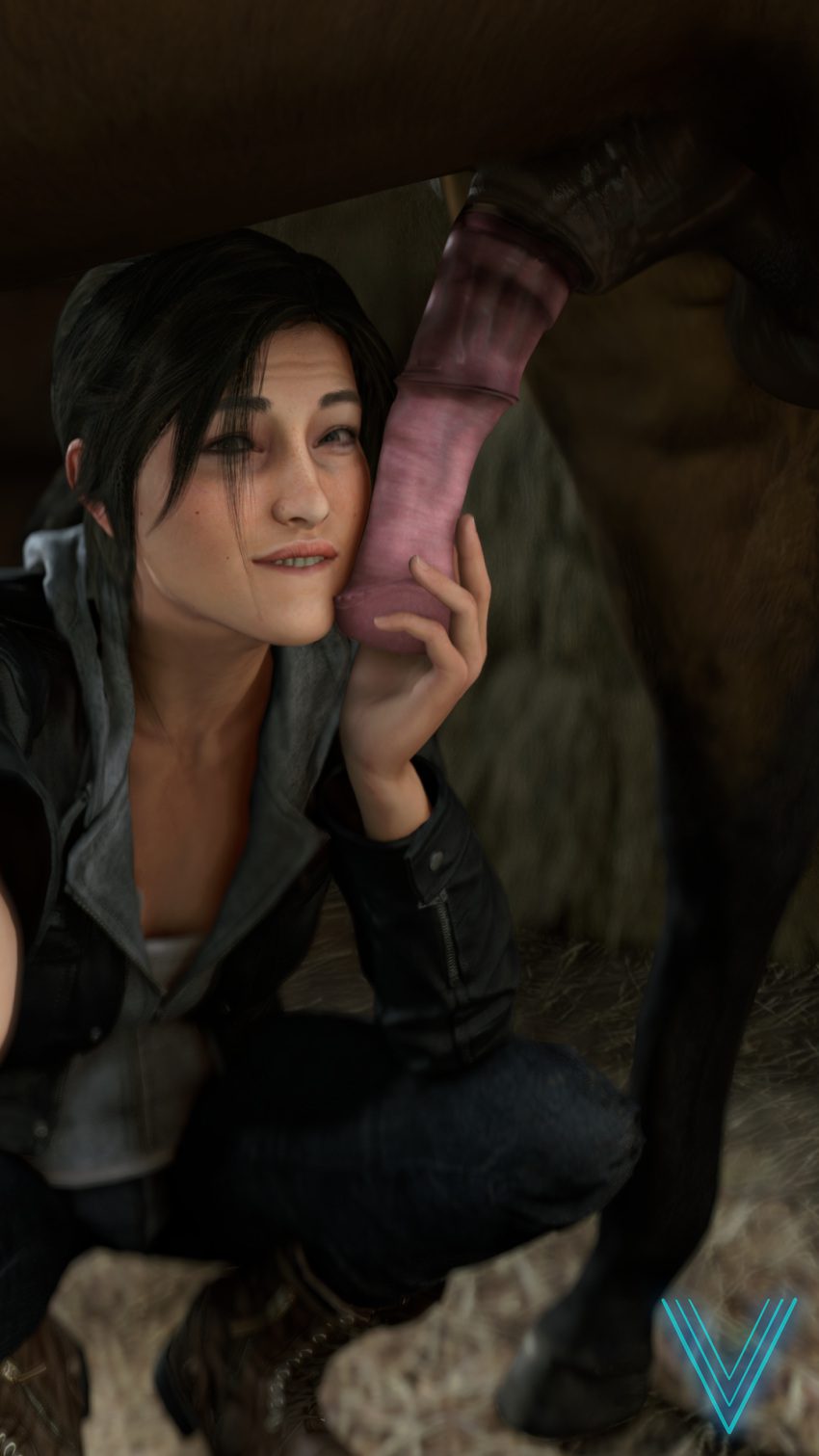 Tomb Raider Sex Art Brown Hair Penis Awe Horsecock Bestiality  