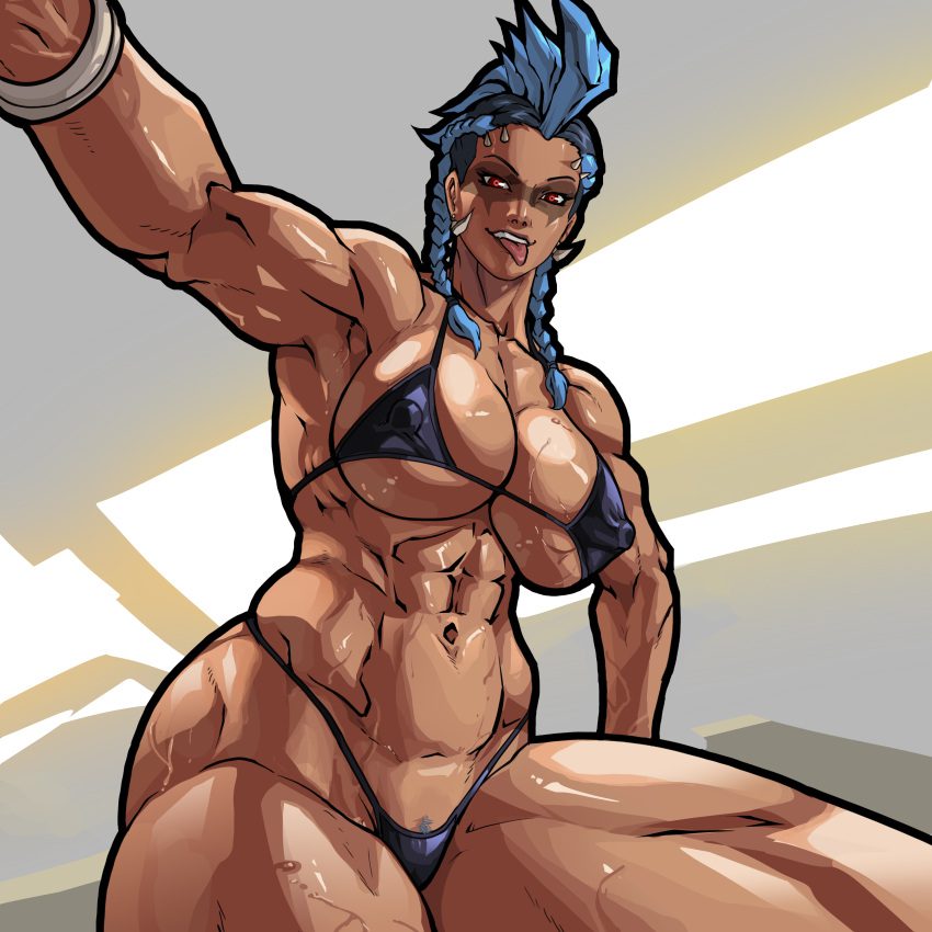 overwatch-hentai-art-–-muscular,-braid,-dark-skinned-female,-bikini