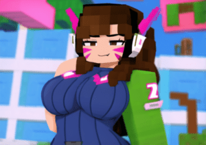 minecraft-porn-hentai-–-blurry-background,-d.va,-solo