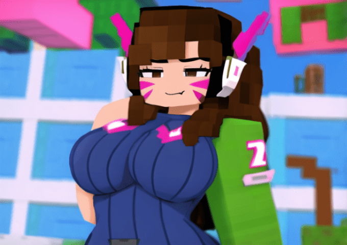 minecraft-porn-hentai-–-blurry-background,-d.va,-solo