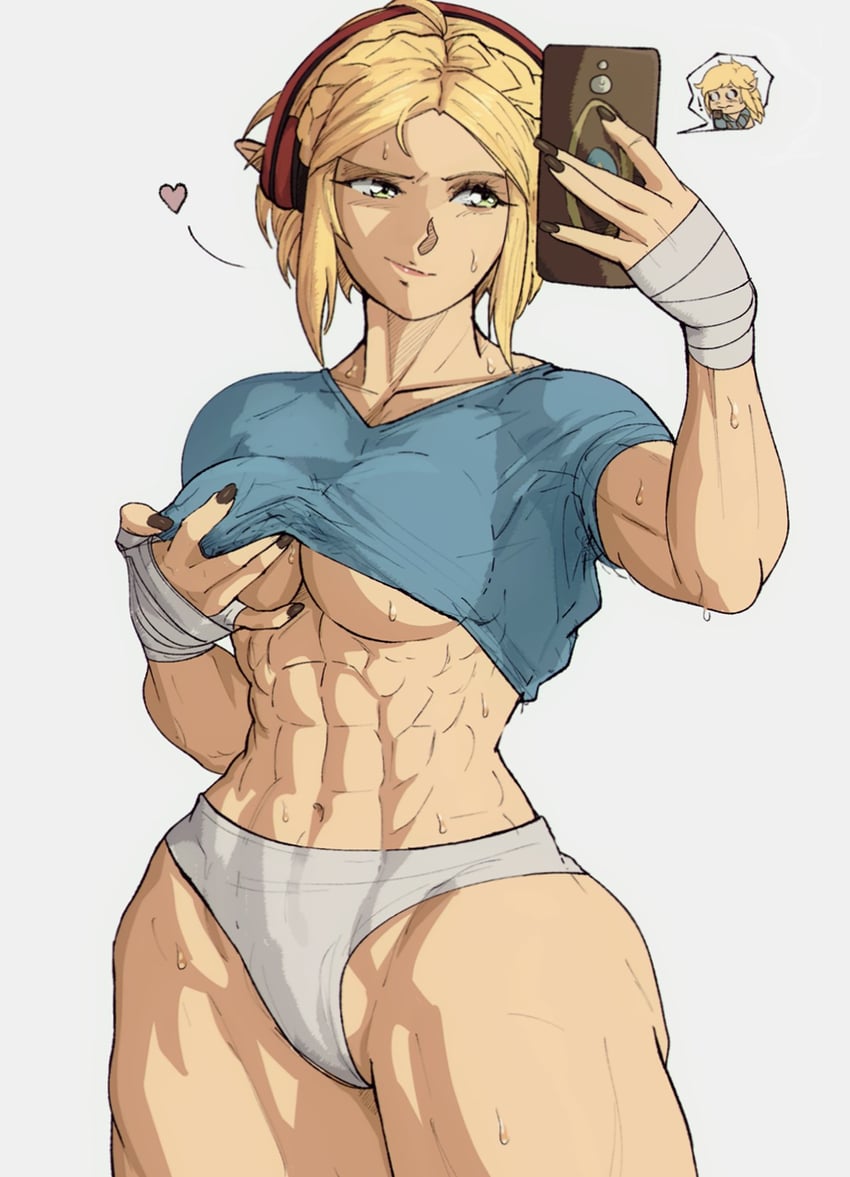 the-legend-of-zelda-hentai-–-highres,-green-eyes,-muscular,-sweat,-selfie