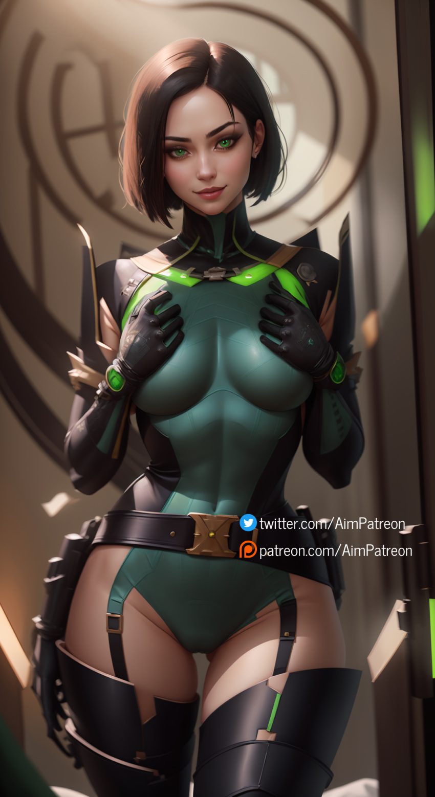 viper-sex-art-–-aim-patreon,-garter-straps,-breasts,-hand-on-own-chest,-female,-belt