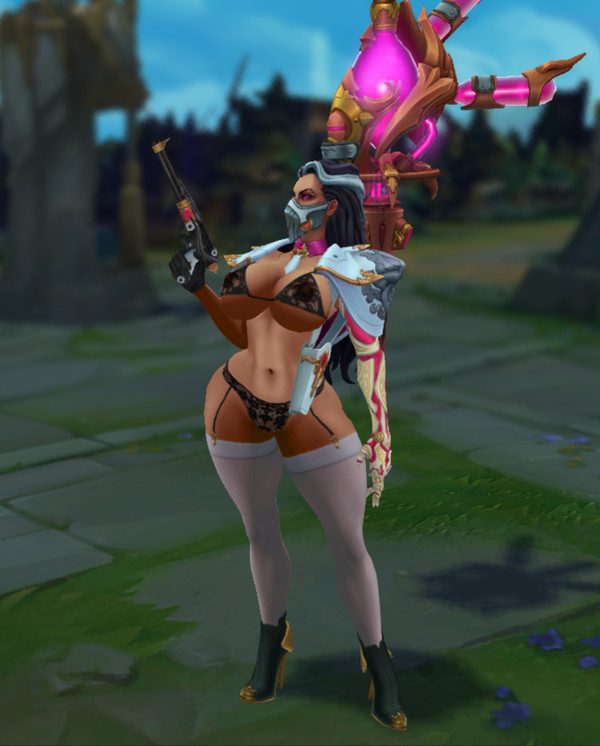 league-of-legends-hentai-art-–-two-tone-hair,-dark-skinned-female,-bra,-gun,-voluptuous,-lingerie,-abdomera