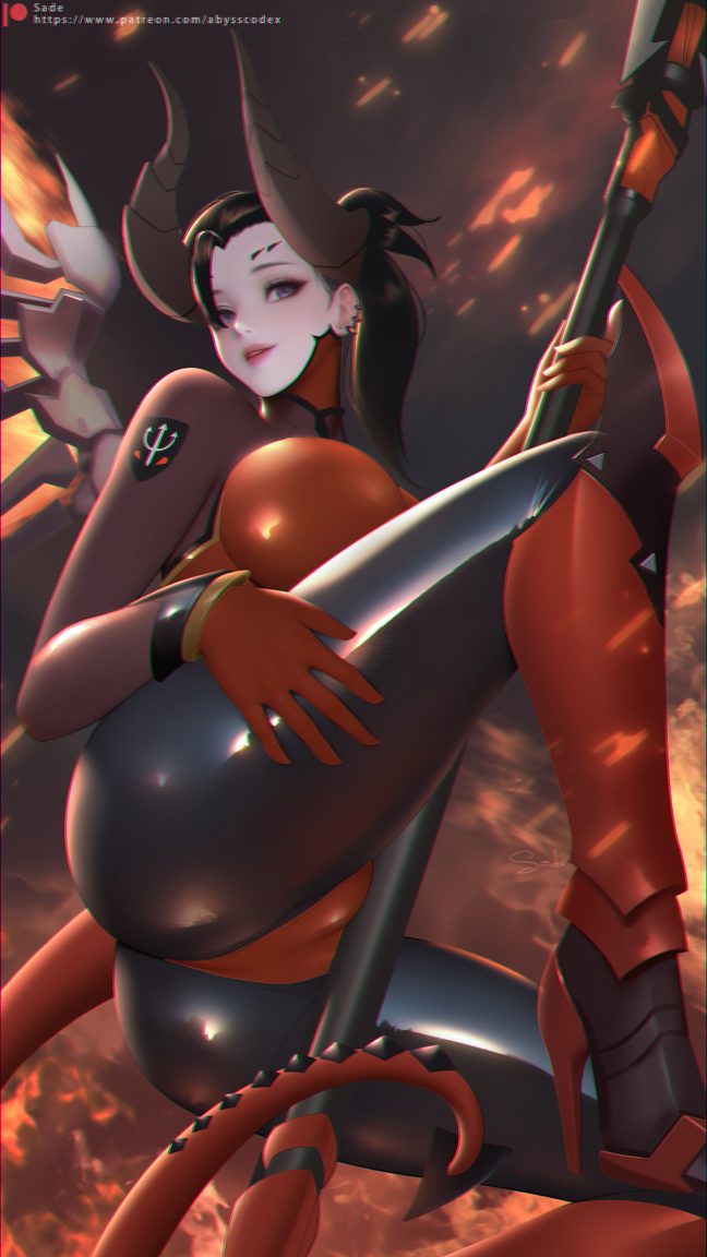 overwatch-game-porn-–-latex-suit,-wings,-pierced-ears,-cameltoe,-high-heels