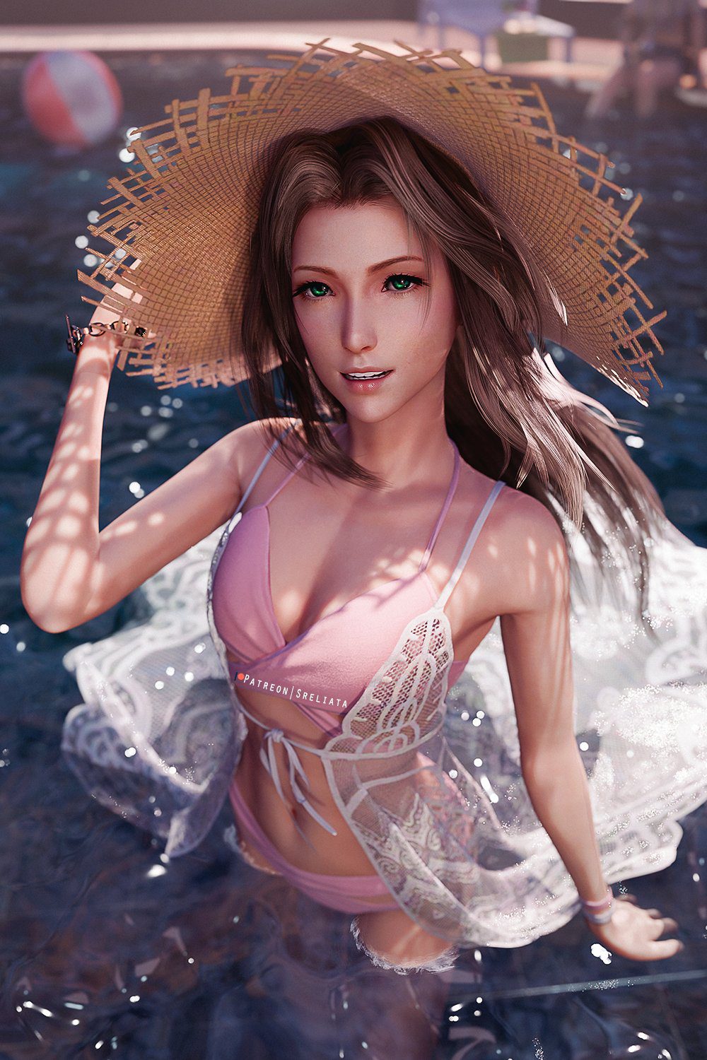 final-fantasy-game-hentai-–-final-fantasy-vii-remake,-final-fantasy-vii,-brown-hair,-aerith-gainsborough,-water