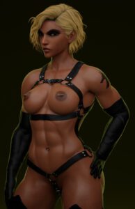 overwatch-sex-art-–-tanned-female,-angry-face,-solo,-egyptian,-muscular-arms,-tanned-skin,-stockings