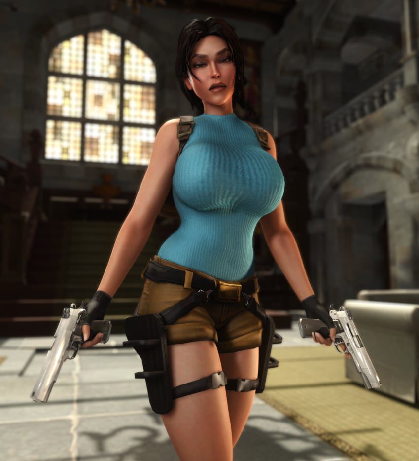 tomb-raider-hentai-art-–-female,-female-solo,-lara-croft,-pistol