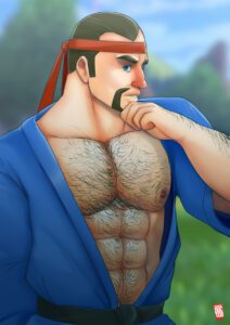 blackbelt-xxx-art-–-solo,-bara,-facial-hair,-gi,-muscles,-nintendo