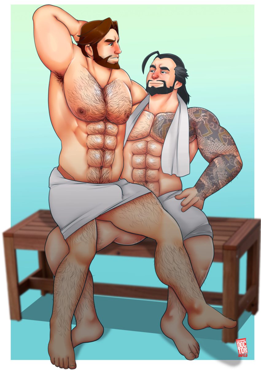 overwatch-hentai-porn-–-blush,-male-only,-bara,-towel-around-waist,-doctor-anfelo