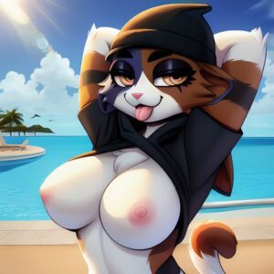 meowskulls-hentai-art-–-shirt-up,-cat-girl,-nude,-black-beanie,-tongue-out