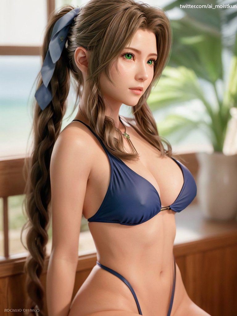 final-fantasy-game-hentai-–-final-fantasy-vii-remake,-aerith-gainsborough,-bikini,-final-fantasy-vii,-brown-hair