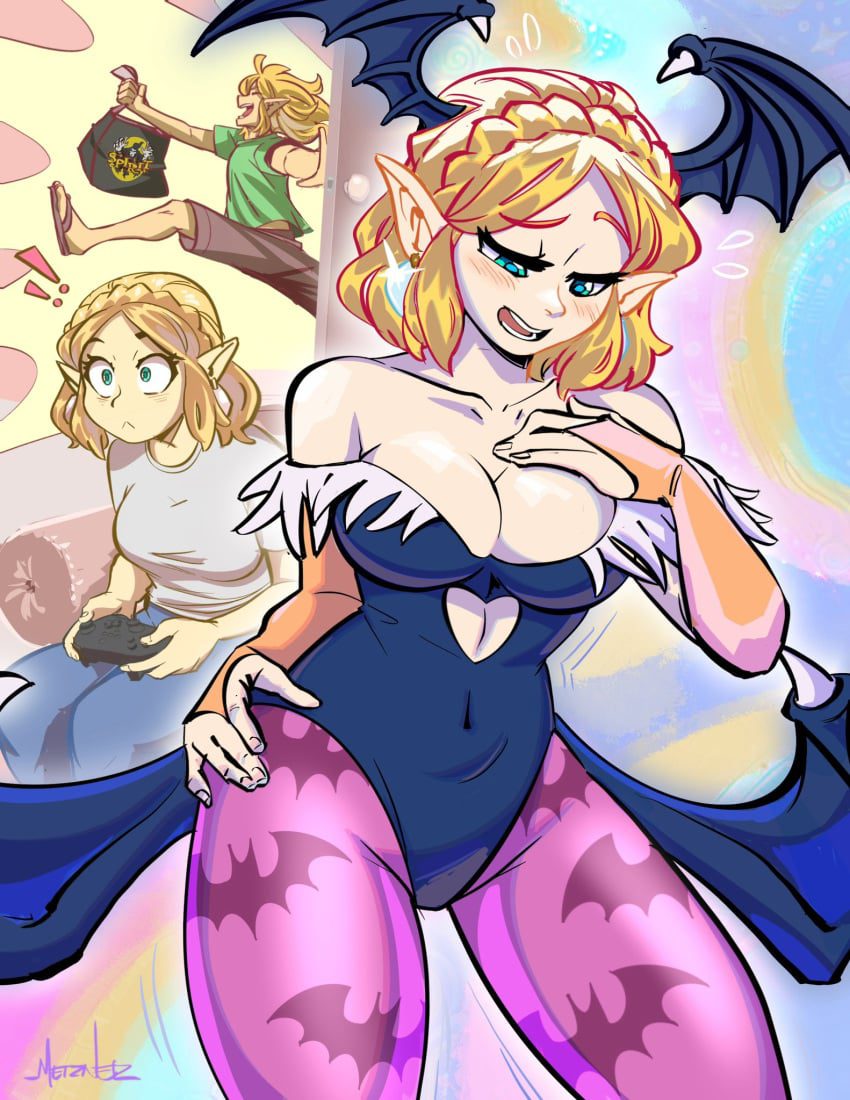 the-legend-of-zelda-porn-hentai-–-link,-cleavage,-pink-pantyhose,-braided-hair,-tears-of-the-kingdom