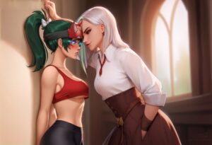 ashe-rule,-kiriko-rule-–-ai-generated,-collared-shirt,-underboob,-yuri,-anaslex