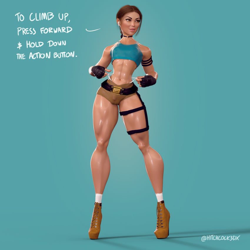 tomb-raider-hentai-art-–-timberlands,-bulge,-bulge-through-clothing,-high-heel-boots,-solo,-thighs