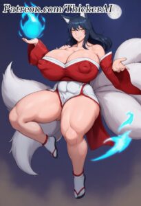 league-of-legends-rule-–-fox-girl,-looking-at-viewer,-moon,-ai-generated,-ahri,-outdoors,-cleavage