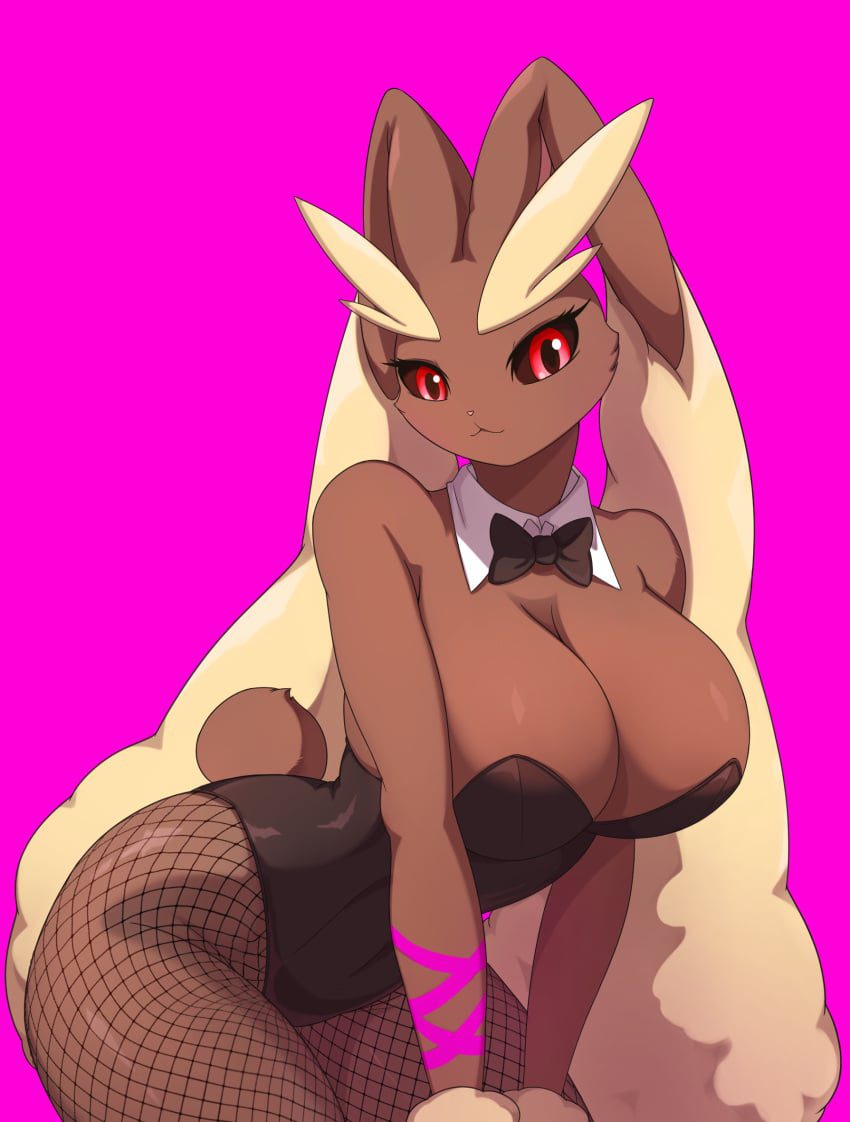 pokemon-hentai-art-–-solo,-big-breasts,-cleavage,-pokemon-(species),-red-eyes,-smiling