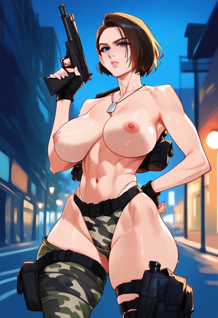 resident-evil-free-sex-art-–-straps,-solo-focus,-night,-outdoors,-solo,-camouflage