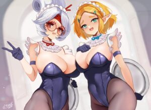 the-legend-of-zelda-hot-hentai-–-detached-collar,-v,-breasts,-large-breasts,-headband,-covered-navel