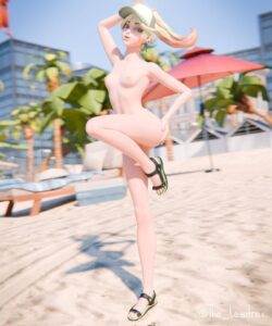 helsie-hentai-art-–-choker,-pose,-beach,-raised-leg,-blender