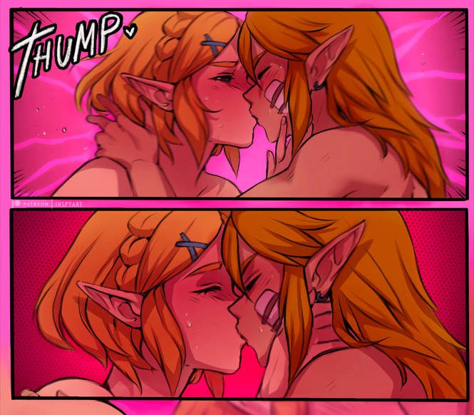 the-legend-of-zelda-free-sex-art-–-blonde-hair,-link-(tears-of-the-kingdom),-passionate-kiss,-hylian-ears