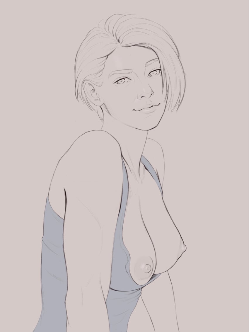 resident-evil-hentai-xxx-–-jill-valentine,-tank-top,-short-hair,-breasts-out