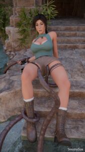 tomb-raider-hentai-art-–-tentacle-around-leg,-necklace,-cleavage,-smutnysize,-female-focus