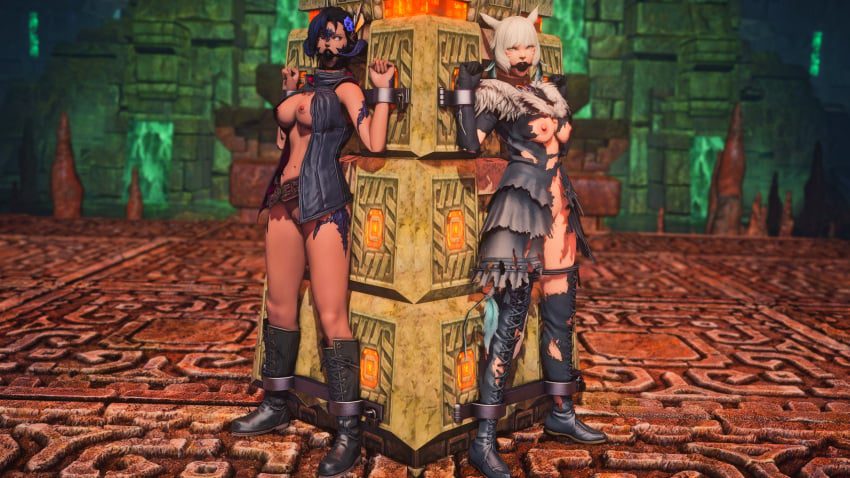 final-fantasy-free-sex-art-–-ripped-clothing,-stationary-restraints,-miqo&#,-cuff-(restraint),-au-ra,-xaela