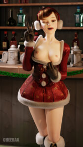 overwatch-rule-–-female,-indoors,-blizzard-entertainment,-front-view,-asian-female,-christmas-outfit,-peace-sign