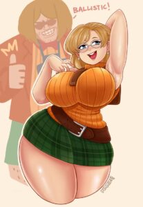 resident-evil-rule-porn-–-armpits,-arm-behind-head,-glasses,-thick-thighs