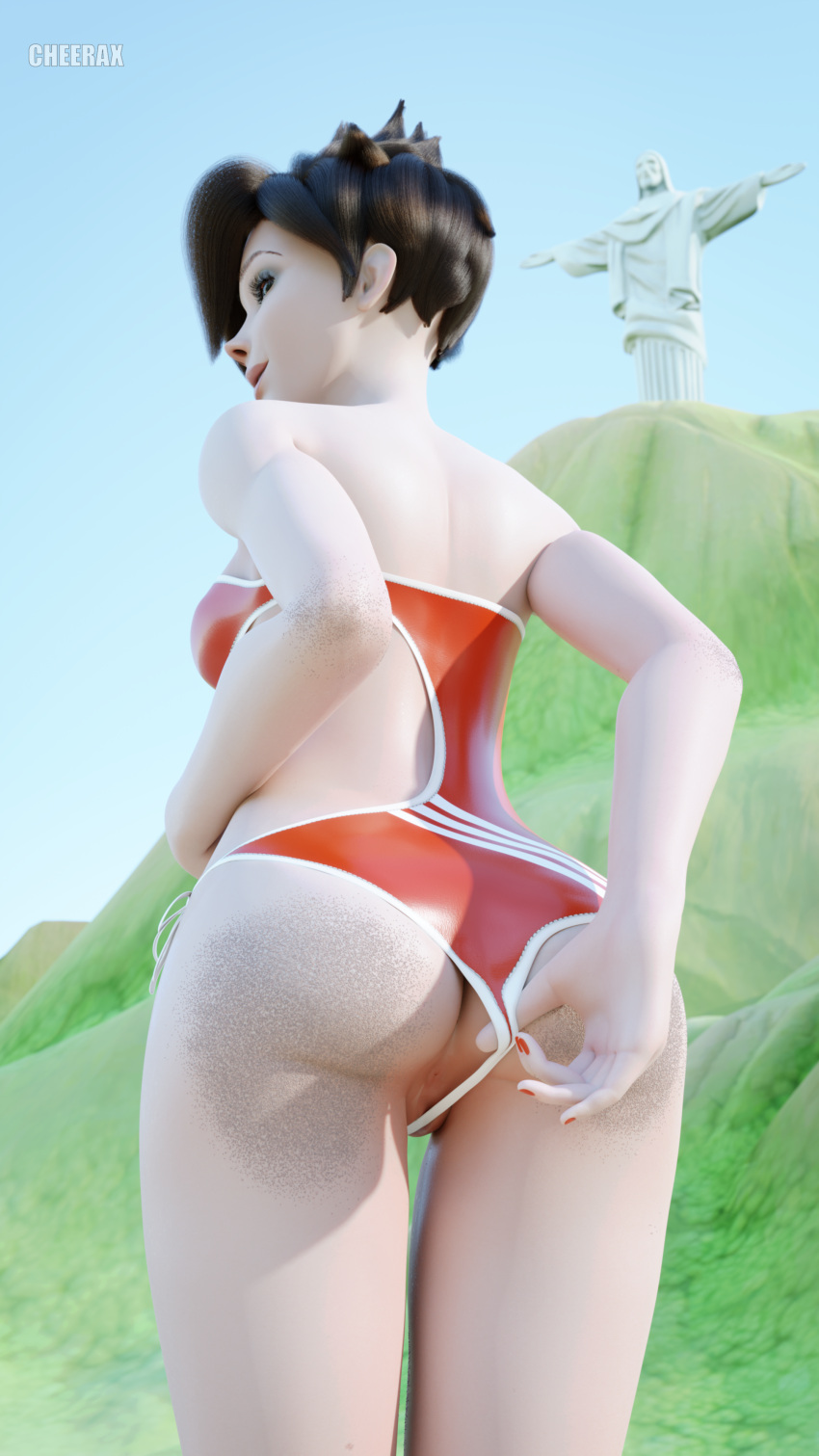 Solo Bikini Porn - Overwatch Game Hentai - Stylized, One-piece Swimsuit, Solo Female, Tracer,  Black Hair, Artist Name - Valorant Porn Gallery