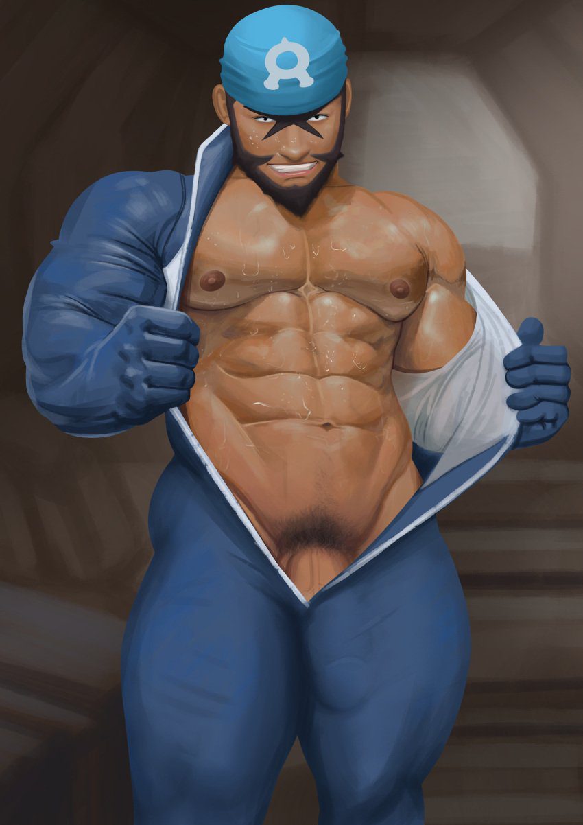 archie-porn-hentai-–-facial-hair,-nintendo,-bodysuit,-muscles,-bulge