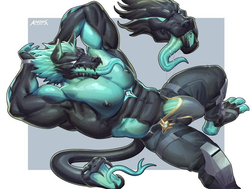 cerberus-porn-hentai-–-muscular-anthro,-canine,-bulge,-erection-under-clothes,-penis,-pecs,-jockstrap