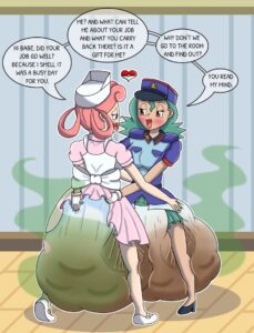 officerjenny-hentai-art-–-text,-diaper,-text-bubble,-flirting,-messy-diaper,-yuri,-hearts-around-head